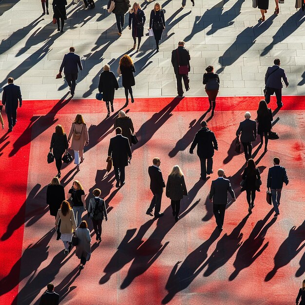 a crowd of people are walking on a red carpet