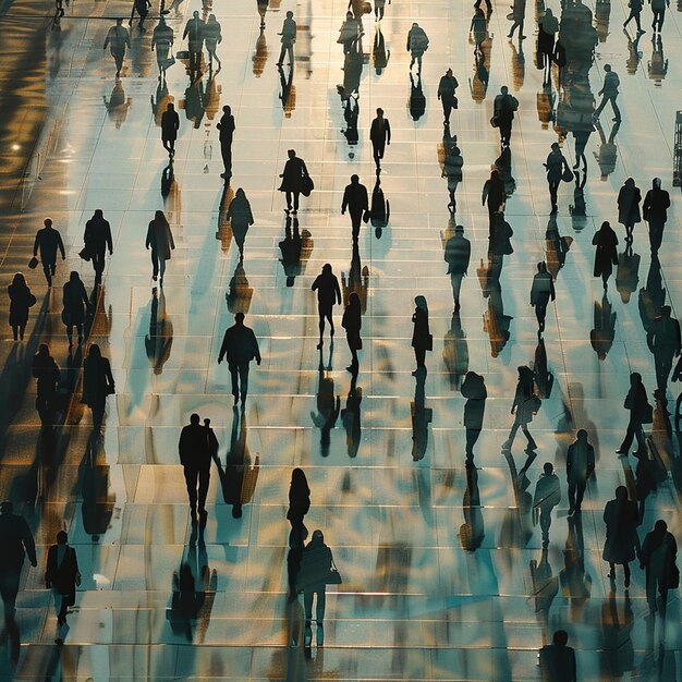 Photo a crowd of people are walking on a sidewalk