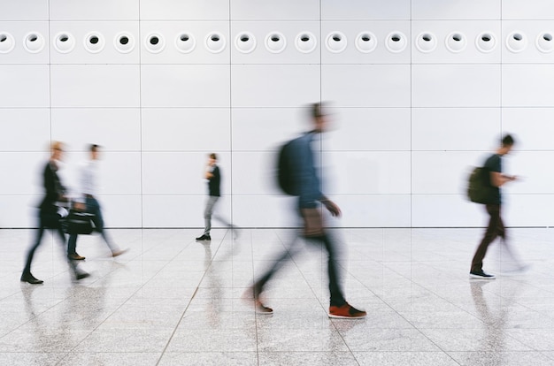 Crowd of people in a business center