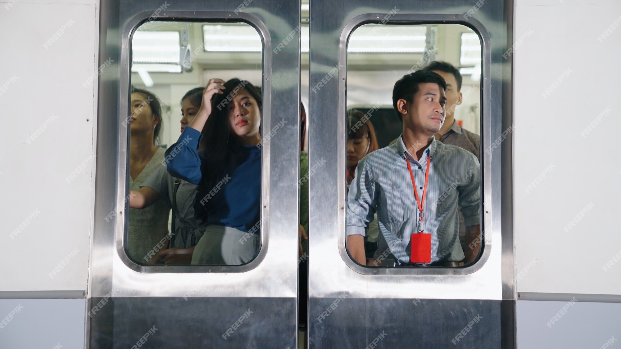 Urban Bustling in the Morning. People Rush To Public Transport. Passengers  Approach the Doors of the Metro Stock Photo - Image of background, person:  201395298