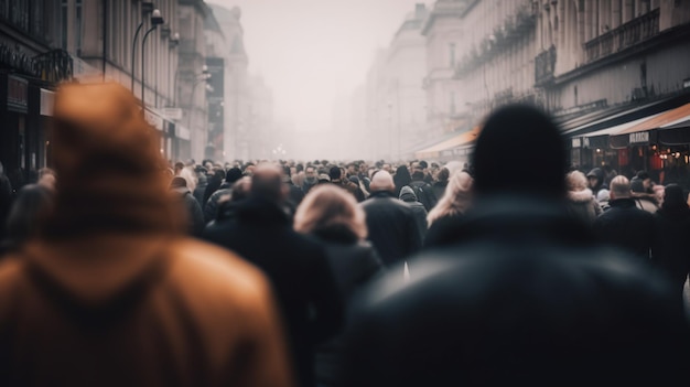 Crowd of people in the city centre Generative AI