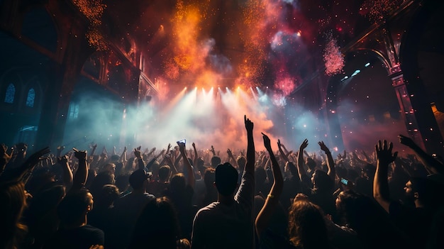 a crowd of people at a concert with the words quot free quot on the top