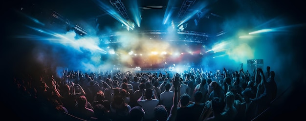 Crowd of people dancing in the nightclub