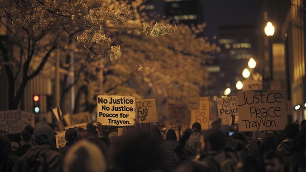 a crowd of people holding signs that say no justice for peace and justice