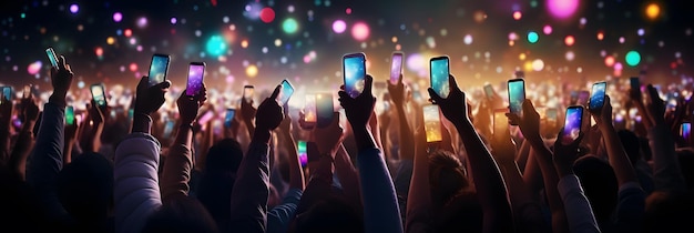 Crowd of people at a live event concert or party