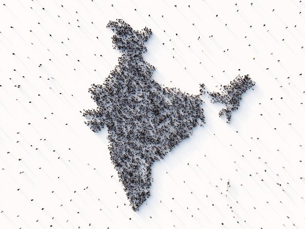 Photo crowd of people making shape of india aerial view