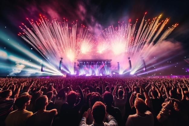 Crowd of people at the music concert stage