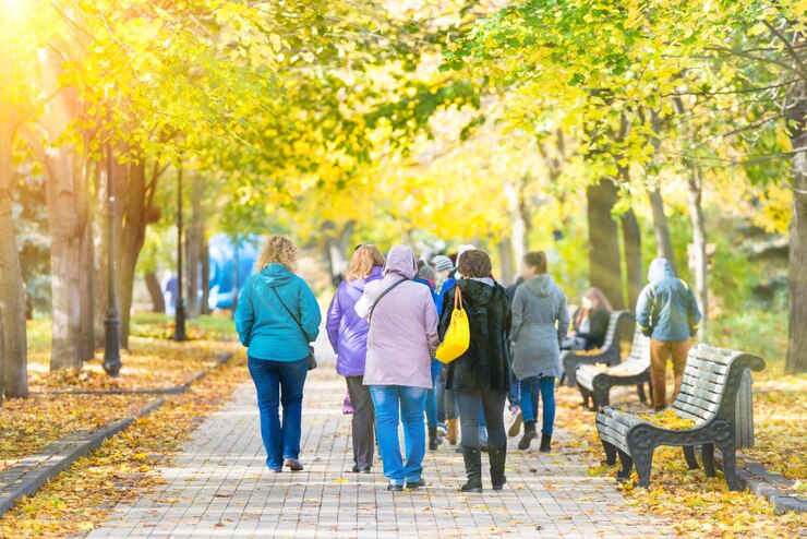 Crowd of people in the park