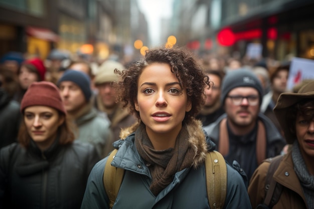 Crowd of people at a protest human rights demonstration social issue political activist