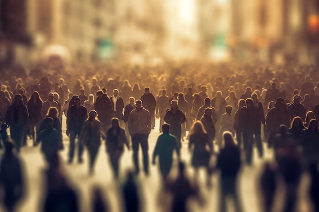 세계 인구 의 날 에 거리 에 있는 사람 들 의 군중