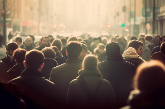 Crowd of people on the street World population day