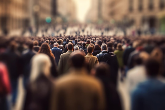 Crowd of people on the street World population day