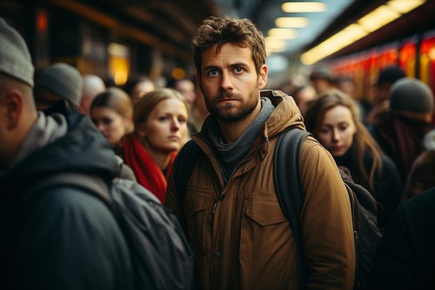 crowd of people in underground in peak hour