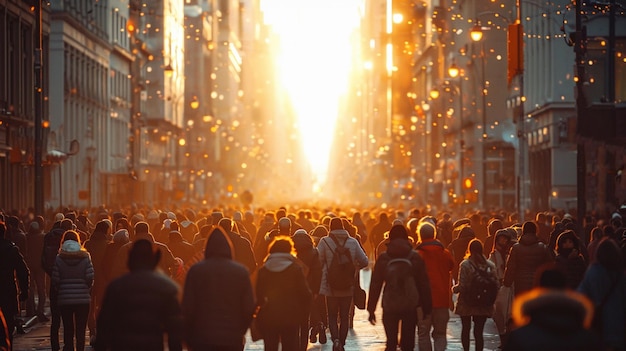 Crowd of people walking in the city