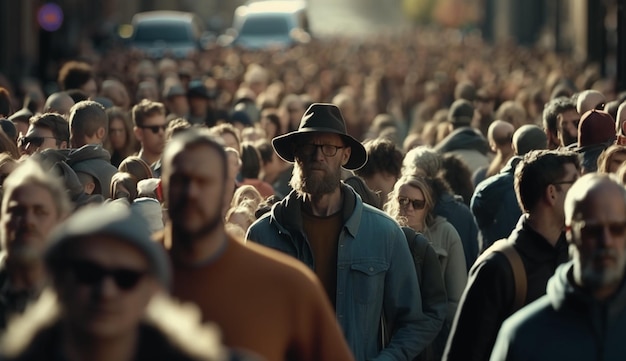 Crowd of people walking streetGenerative AI