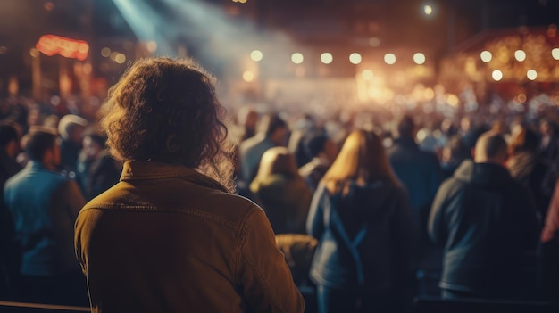 Толпа людей смотрит концерт, изображение, созданное ИИ