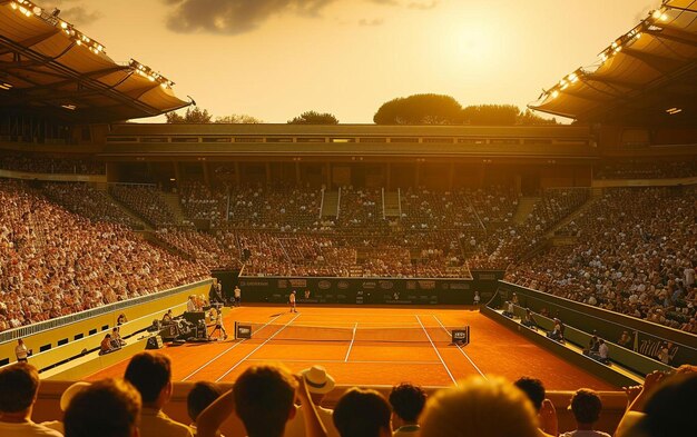 a crowd of people watching a tennis match