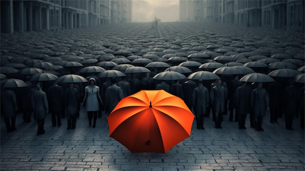 A crowd of people with umbrellas in the middle of the street