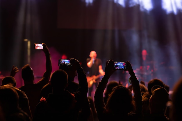 Photo crowd photographing at music concert