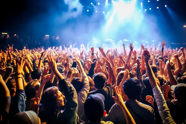 Crowd raising hands in the concert