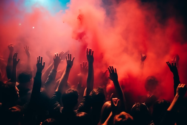 Crowd raising hands in the concert