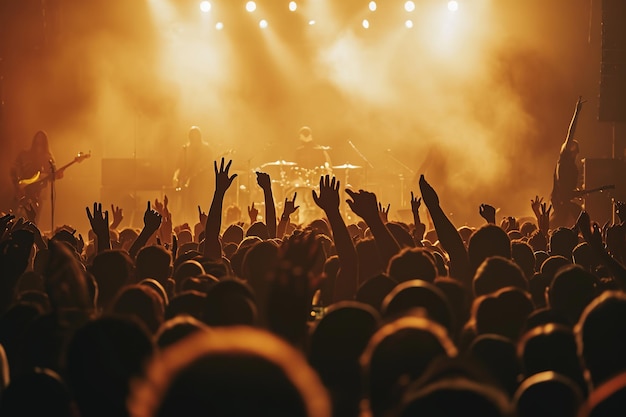 Crowd at rock concert in silhouette