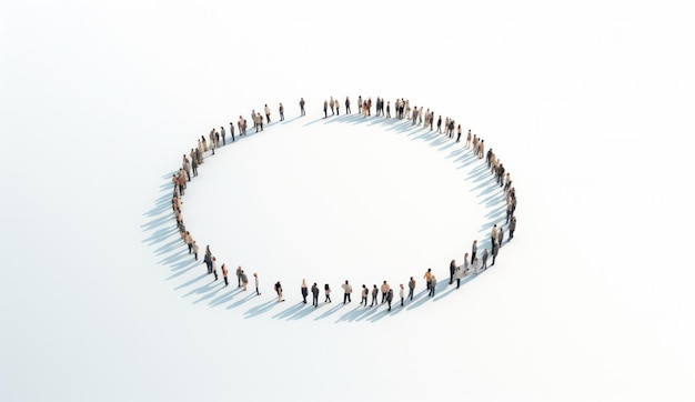 A crowd in the shape of an empty circle