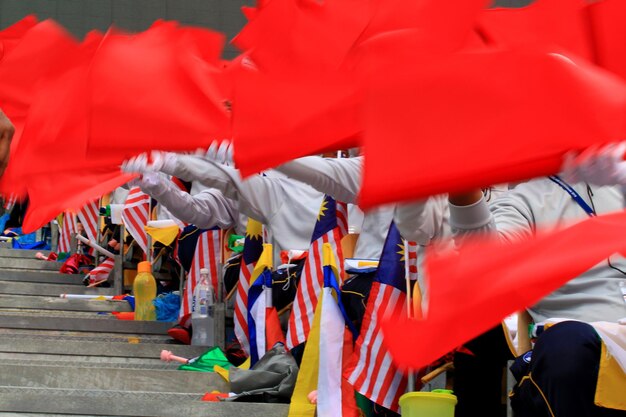 Photo crowd with malaysian flag