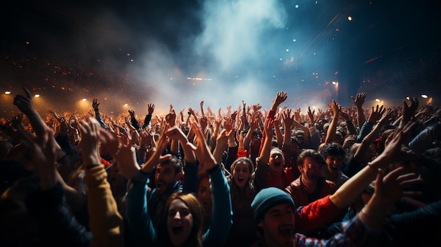 Photo crowd of young people at night