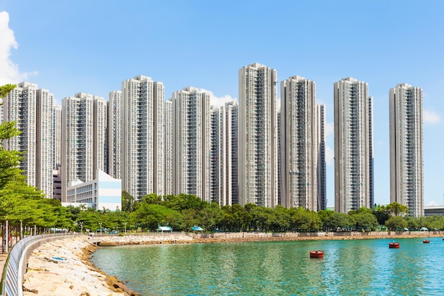 Crowded building in Hong Kong