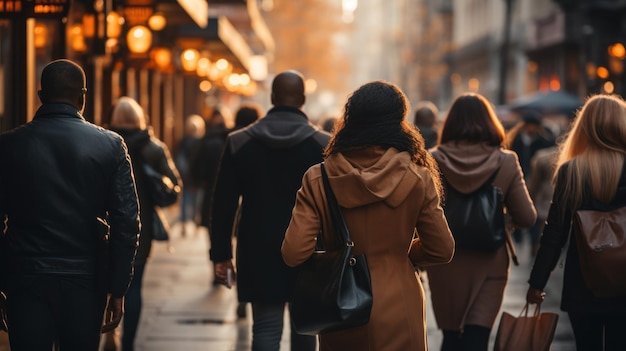 A crowded street with a diversity of people