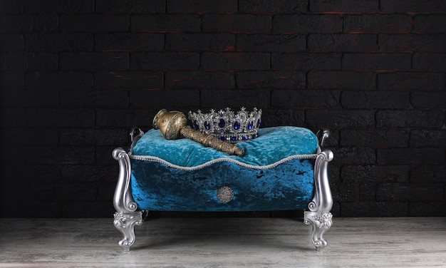 crown on a blue pillow