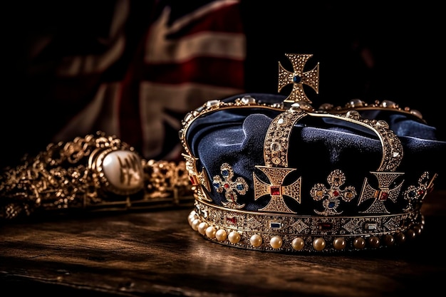 Photo a crown and a crown on a table