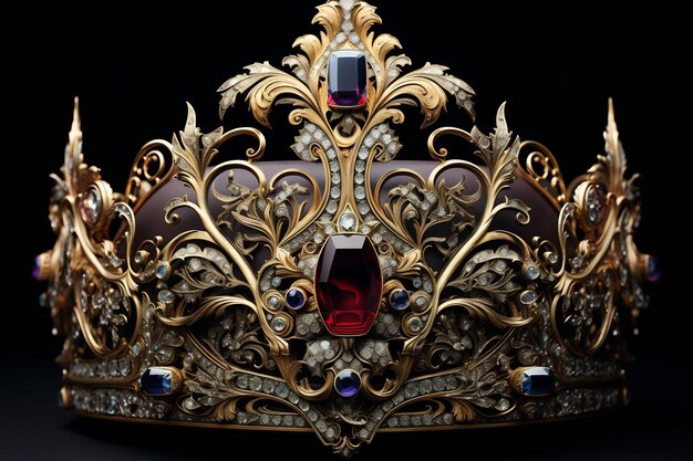 a crown of diamonds and gems is shown on a black background