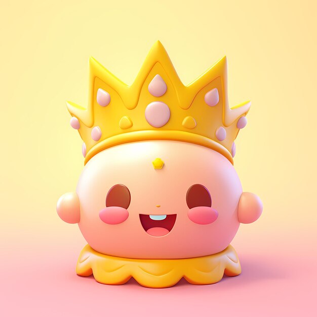 Photo crown dynamic adorable expression tiny cute isometric emoji soft pastel colors