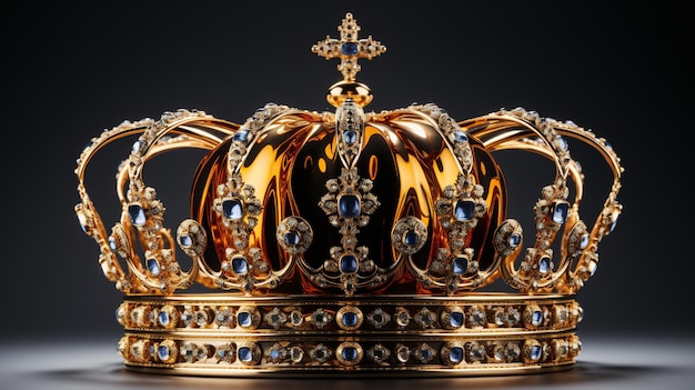 金とダイヤモンドの王冠がその上に置かれた状態で示されています。