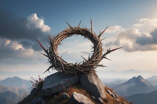 Crown of thorns on the top of a mountain