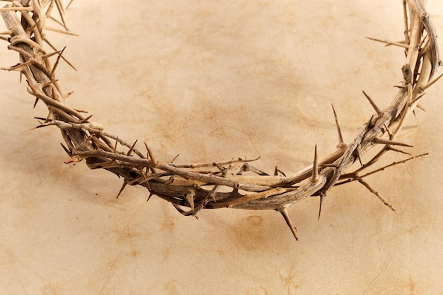 Crown of thorns on vintage paper background