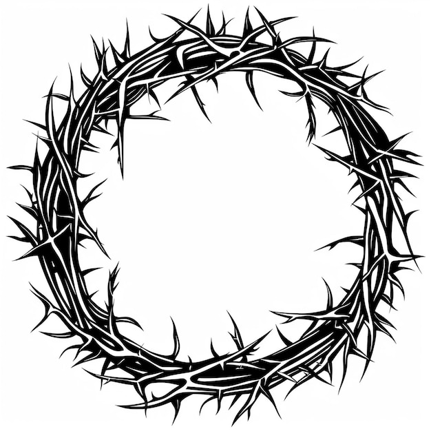 Photo crown of thorns in vintage style the sign of the torment of christ the crown of jesus vector illustration stock image