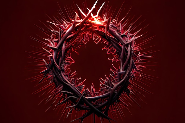 Crown of thorns with a red