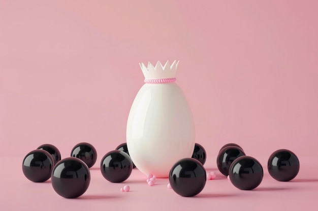 A crown on top of an egg among black eggs