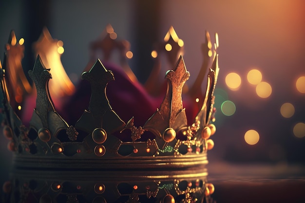 Photo a crown with gold and red gold on it