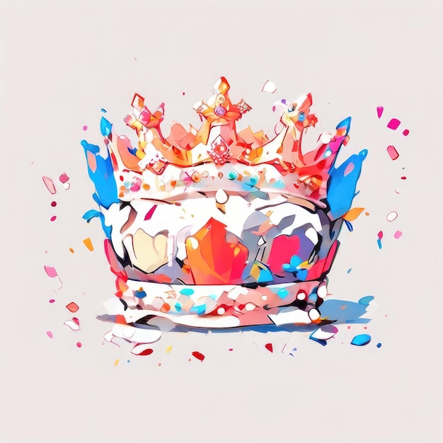 Photo a crown with many colors and a drawing of a crown