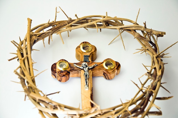 Crown and wooden cross