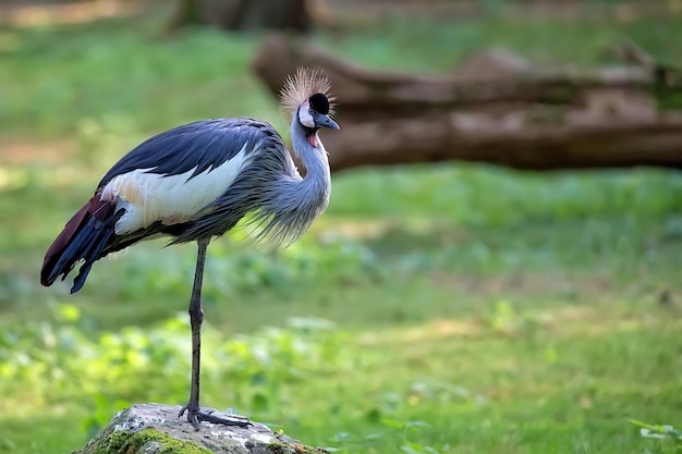 Crowned crane in a clearing