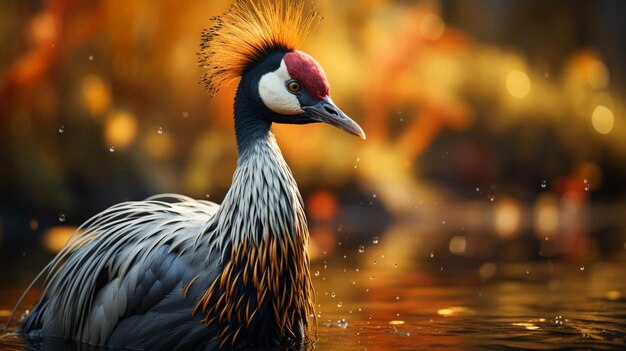 A crowned crane full view