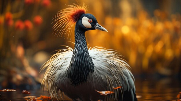 A crowned crane full view