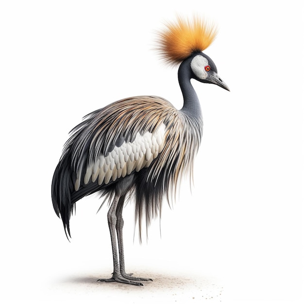 crowned crane on white background