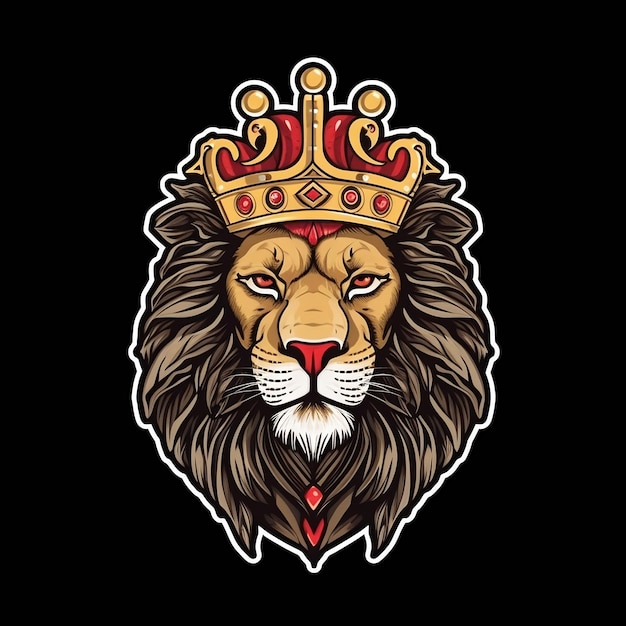 Crowned Lion Sticker on a black Background AI
