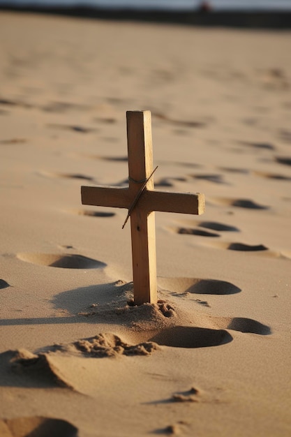 Crucifixion Of Jesus Christ Cross At Sunset generate ai